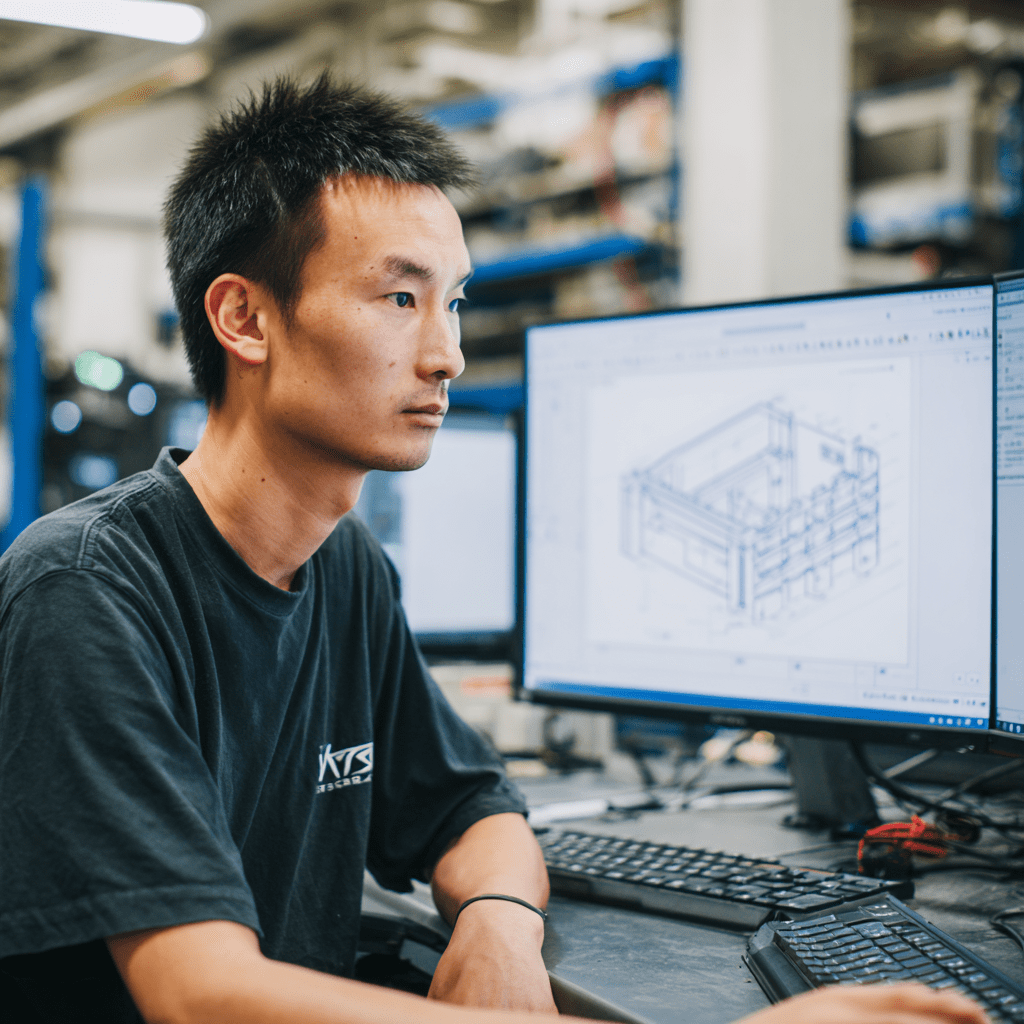 u8986476876 an asian engineer with dark worker t shirt focuse 3124b9a8 a218 402d 815e 7981ccd885e5 0 (1)