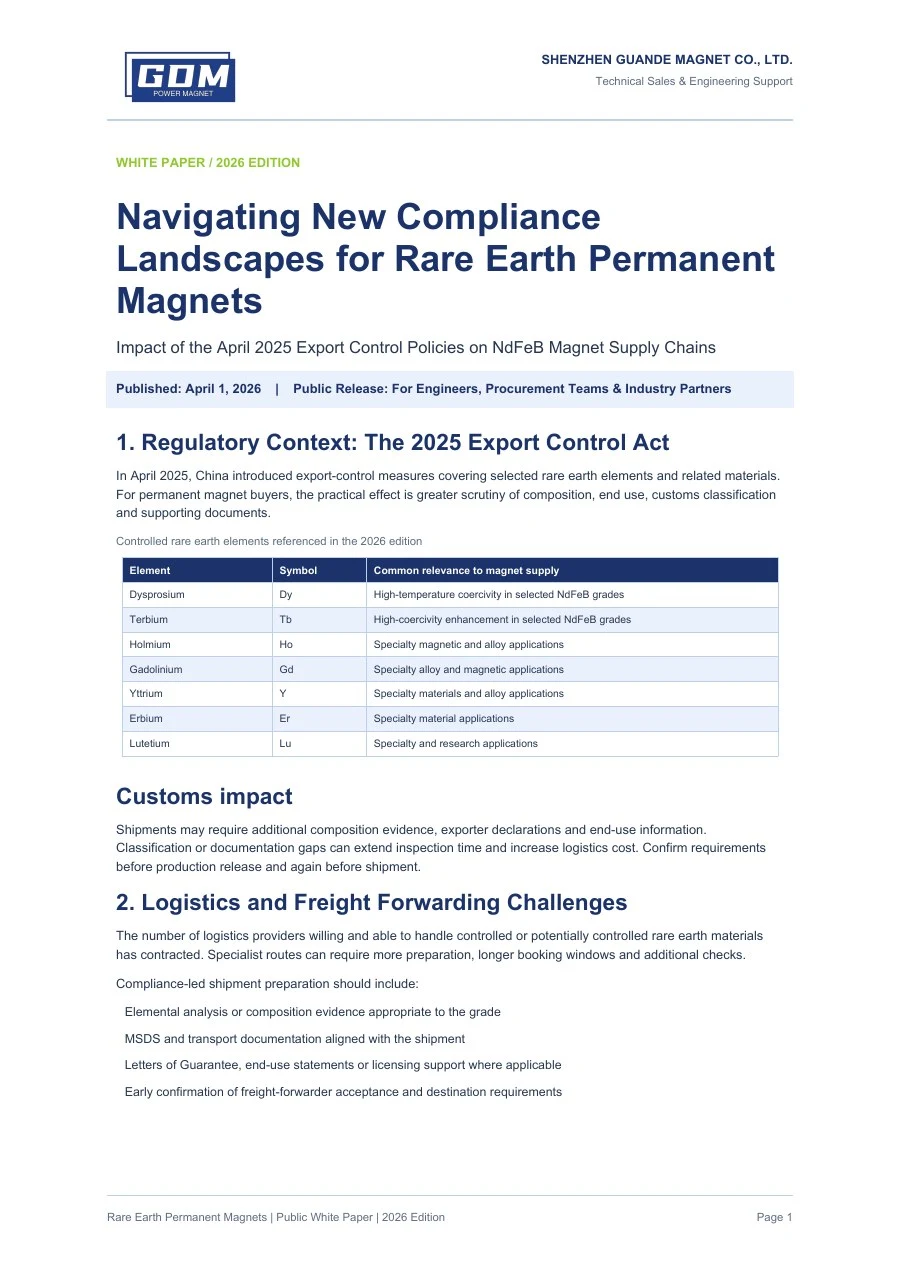 Cover of GDM Rare Earth Permanent Magnet Compliance White Paper 2026
